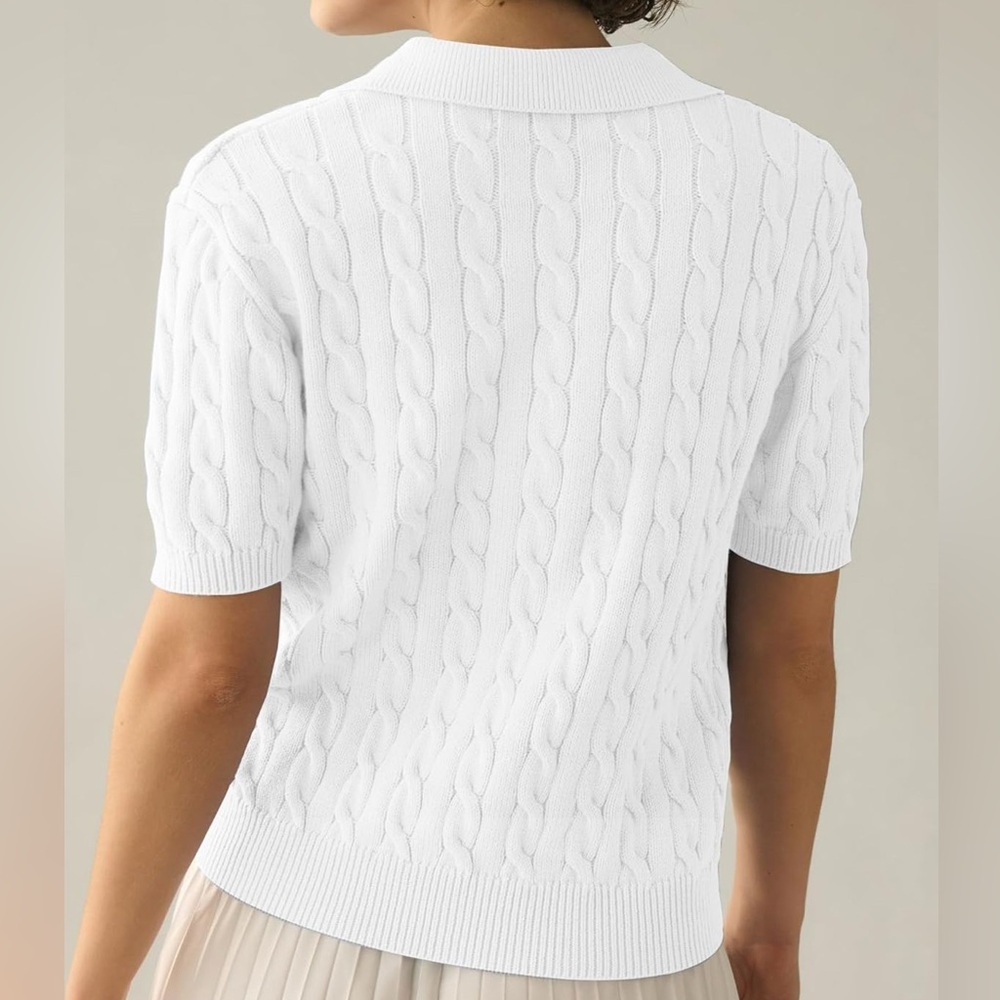 IMILY BELA | Elegant White Cable Knit Blouse - Picture 2 of 5
